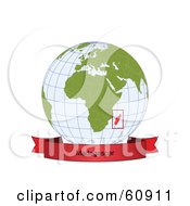 Royalty Free RF Clipart Illustration Of A Red Madagascar Banner Along The Bottom Of A Grid Globe