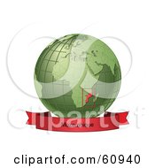 Royalty Free RF Clipart Illustration Of A Red Mozambique Banner Along The Bottom Of A Green Grid Globe