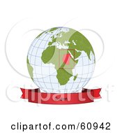 Poster, Art Print Of Red Sudan Banner Along The Bottom Of A Grid Globe