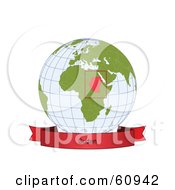 Royalty Free RF Clipart Illustration Of A Red Sudan Banner Along The Bottom Of A Grid Globe