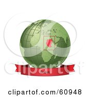 Royalty Free RF Clipart Illustration Of A Red Sudan Banner Along The Bottom Of A Green Grid Globe