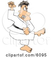 Karate Man Practicing Moves Clipart Picture