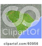 Shaded Relief Map Of The State Of South Carolina