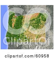 Royalty Free RF Clipart Illustration Of A Shaded Relief Map Of The State Of Oregon by Michael Schmeling #COLLC60958-0128