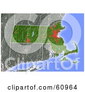 Royalty Free RF Clipart Illustration Of A Shaded Relief Map Of The State Of Massachusetts by Michael Schmeling #COLLC60964-0128