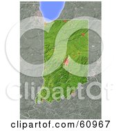 Poster, Art Print Of Shaded Relief Map Of The State Of Indiana