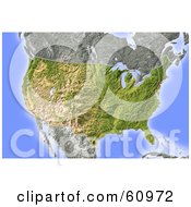 Royalty Free RF Clipart Illustration Of A Shaded Relief Map Of The United States by Michael Schmeling