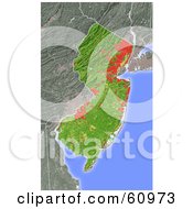 Shaded Relief Map Of The State Of New Jersey