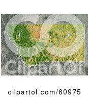 Royalty Free RF Clipart Illustration Of A Shaded Relief Map Of The State Of Montana