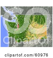 Poster, Art Print Of Shaded Relief Map Of The State Of Washington