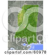 Poster, Art Print Of Shaded Relief Map Of The State Of Mississippi