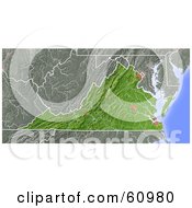 Poster, Art Print Of Shaded Relief Map Of The State Of Virginia