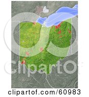Poster, Art Print Of Shaded Relief Map Of The State Of Ohio