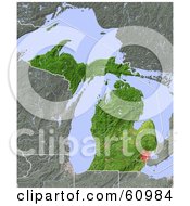 Poster, Art Print Of Shaded Relief Map Of The State Of Michigan