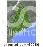 Poster, Art Print Of Shaded Relief Map Of The State Of Maine