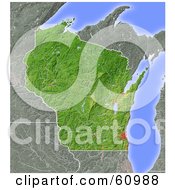 Poster, Art Print Of Shaded Relief Map Of The State Of Wisconsin