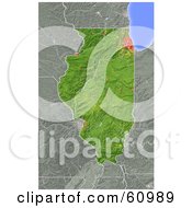 Poster, Art Print Of Shaded Relief Map Of The State Of Illinois