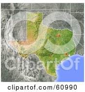 Poster, Art Print Of Shaded Relief Map Of The State Of Texas