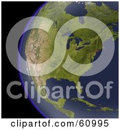 Royalty Free RF Clipart Illustration Of A Shaded Relief Map Of North America As Seen From Space by Michael Schmeling #COLLC60995-0128