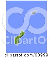 Royalty Free RF Clipart Illustration Of A Shaded Relief Map Of Guam