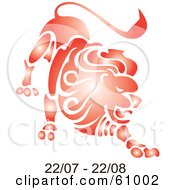 Shiny Red Leo Astrology Symbol With Duration Dates