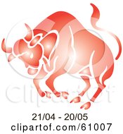 Shiny Red Taurus Astrology Symbol With Duration Dates