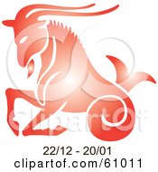 Poster, Art Print Of Shiny Red Capricorn Astrology Symbol With Duration Dates