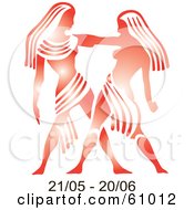 Shiny Red Gemini Astrology Symbol With Duration Dates