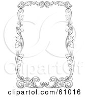 Royalty Free RF Clipart Illustration Of A Thick Black And White Leafy Scroll Border Around White