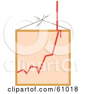 Royalty Free RF Clipart Illustration Of A Messy Red Graph Shooting Off Of A Picture Frame In A Cracking Wall