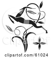 Poster, Art Print Of Black Leaping Antelope Through A Twisting Vine