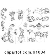 Poster, Art Print Of Digital Collage Of Black And White Leafy Floral Scrolls And Design Elements - Version 1