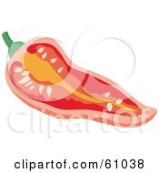 Royalty Free RF Clipart Illustration Of A Halved Red Pepper Showing The Seeds
