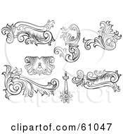 Poster, Art Print Of Digital Collage Of Black And White Leafy Floral Scrolls And Design Elements - Version 3