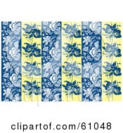 Poster, Art Print Of Blue White And Yellow Background Of Floral Panels
