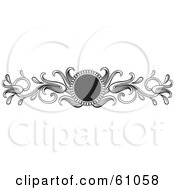 Royalty Free RF Clipart Illustration Of A Round Black Circle With Black And White Leaves