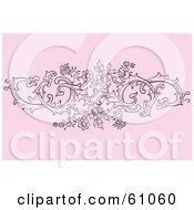 Poster, Art Print Of Floral Scroll Background Of Black Flowering Vines On Pink