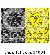 Poster, Art Print Of Digital Collage Of Black And White And Yellow And Black Floral Patterned Backgrounds