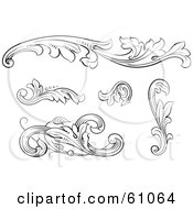Poster, Art Print Of Digital Collage Of Black And White Leafy Floral Scrolls And Design Elements - Version 2