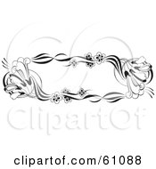 Royalty Free RF Clipart Illustration Of A Black And White Trumpet Flower Text Box