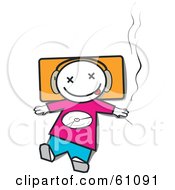 Royalty Free RF Clipart Illustration Of A Little Dj Man Wearing Headphones And Smoking A Joint by pauloribau #COLLC61091-0129