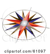 Colorful Compass Rose With An Ornate Design