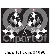 Royalty-free (RF) Clipart Illustration of Crossed Black And White Checkered Motorsport Racing Flags by pauloribau #COLLC61098-0129