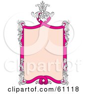 Royalty Free RF Clipart Illustration Of A Beautiful Pink Text Box Sign Framed In Floral Embellishments