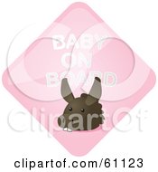 Royalty Free RF Clipart Illustration Of A Pink Donkey Baby On Board Sign
