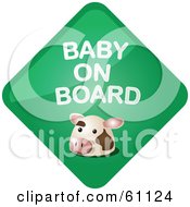 Royalty Free RF Clipart Illustration Of A Green Cow Baby On Board Sign