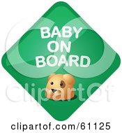 Royalty Free RF Clipart Illustration Of A Green Dog Baby On Board Sign
