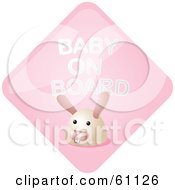 Royalty Free RF Clipart Illustration Of A Pink Bunny Rabbit Baby On Board Sign