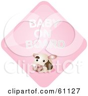 Royalty Free RF Clipart Illustration Of A Pink Cow Baby On Board Sign by Kheng Guan Toh