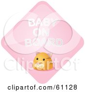 Royalty Free RF Clipart Illustration Of A Pink Cat Baby On Board Sign
